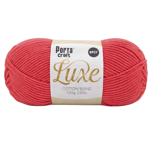 Luxe Cotton Acrylic Yarn 100g 8ply - Coral