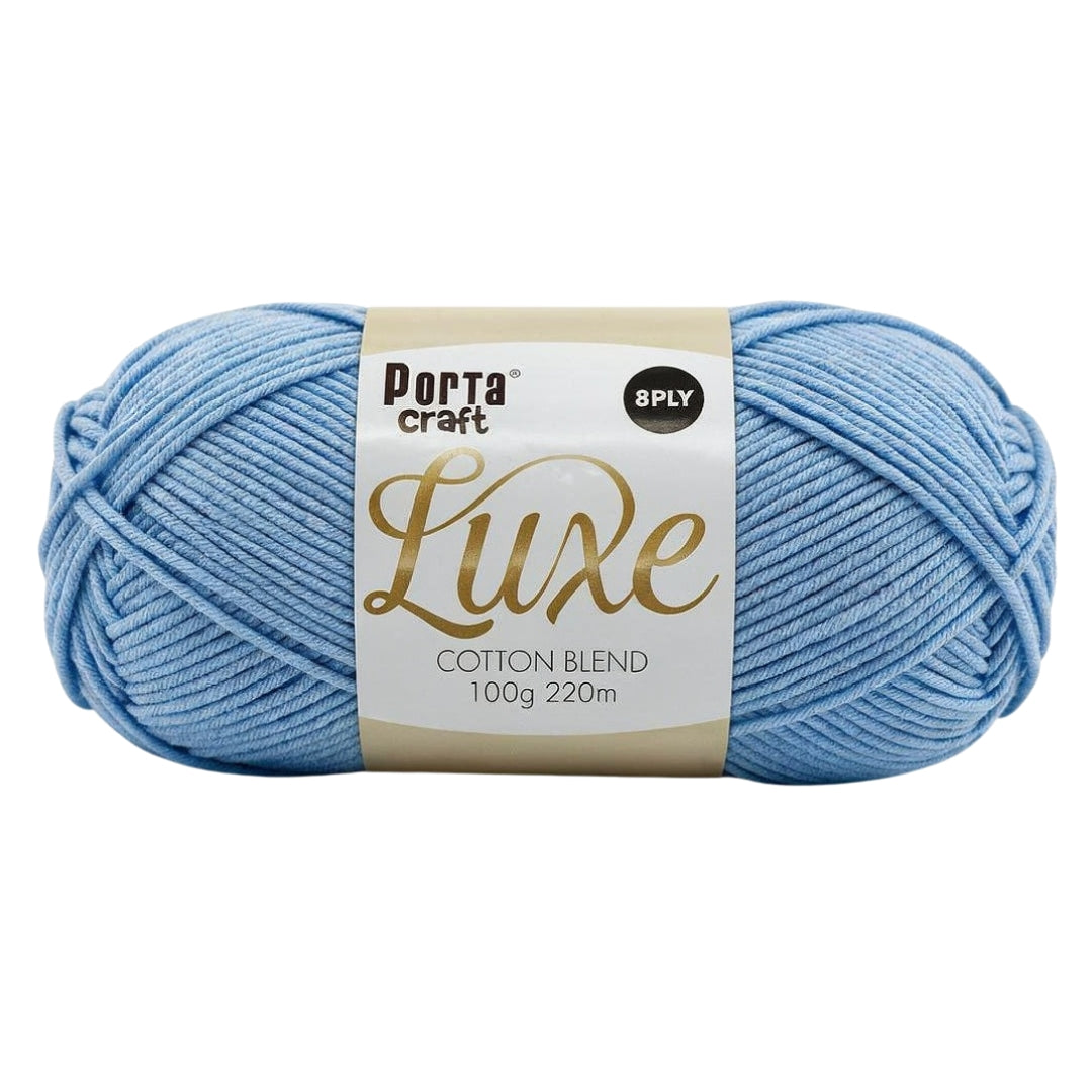Luxe Cotton Acrylic Yarn 100g 8ply - Sky Blue