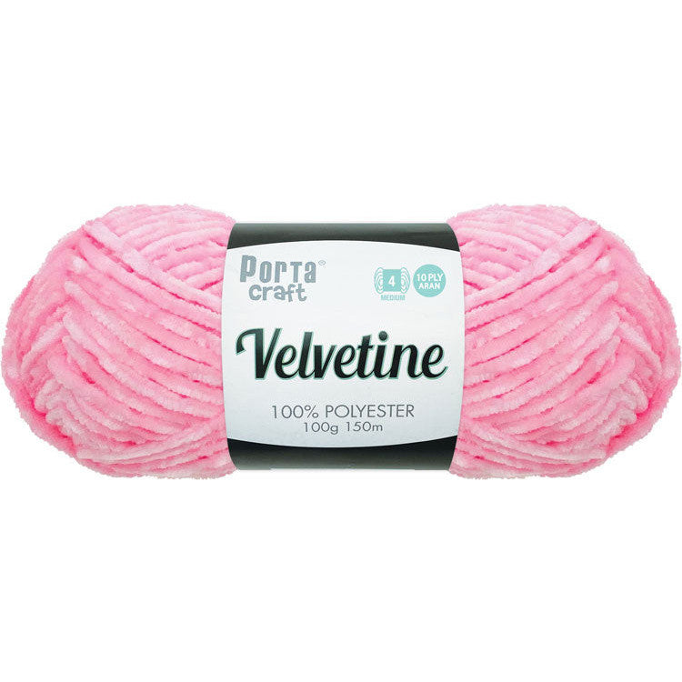 Porta Craft Polyester Velvetine Yarn 10ply Aran 100g - Baby Pink