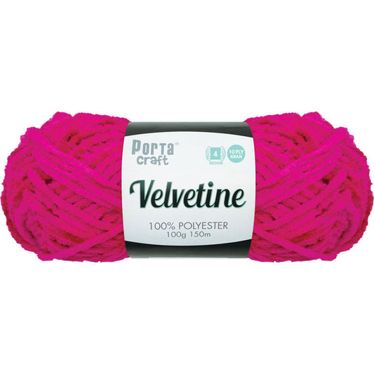 Velvetine Yarn 8ply 100g - Hot Pink