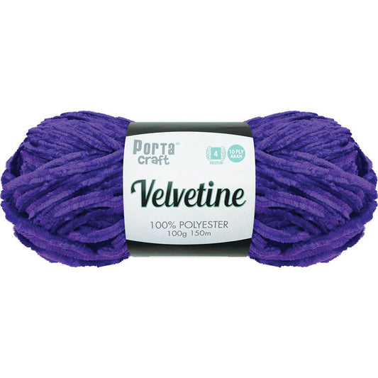 Porta Craft Polyester Velvetine Yarn 10ply Aran 100g - Elegant Purple
