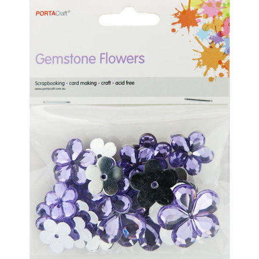 Porta Craft Gemstone Flowers 24pk - Purple