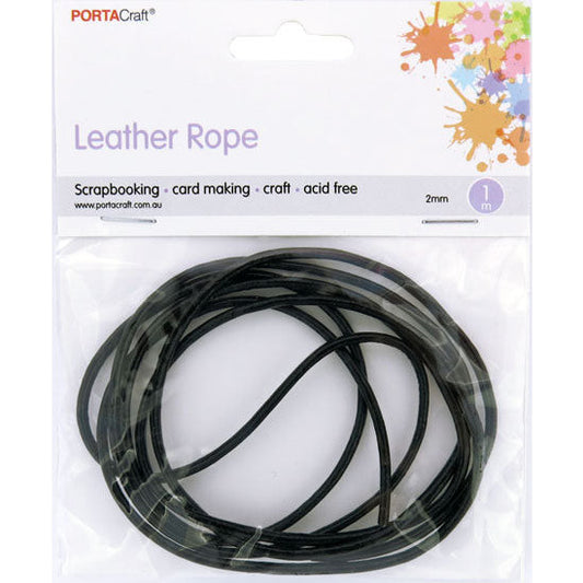 Leather String Black 2mm 1.0m Faux Leather