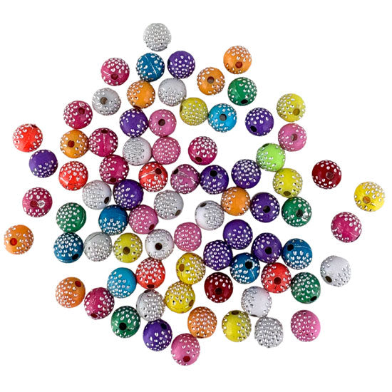 Round Beads 8mm 20g  with Silver Dots