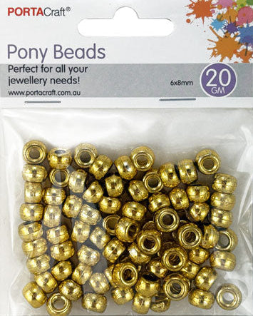 Pony Beads 8mm 20g Metallic - Gold