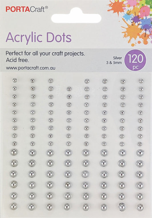 Acrylic Dots 3 & 5mm 120pk - Silver