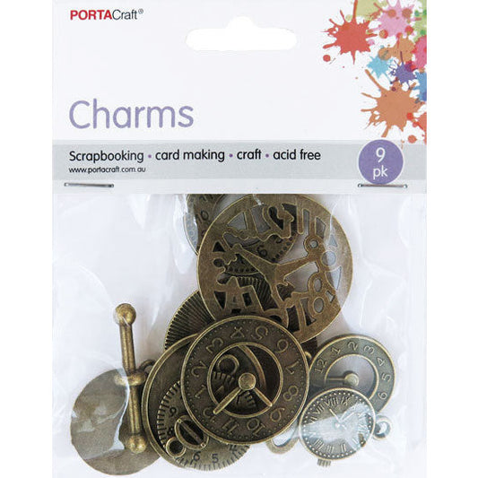 Charms Antique  9pc Clocks