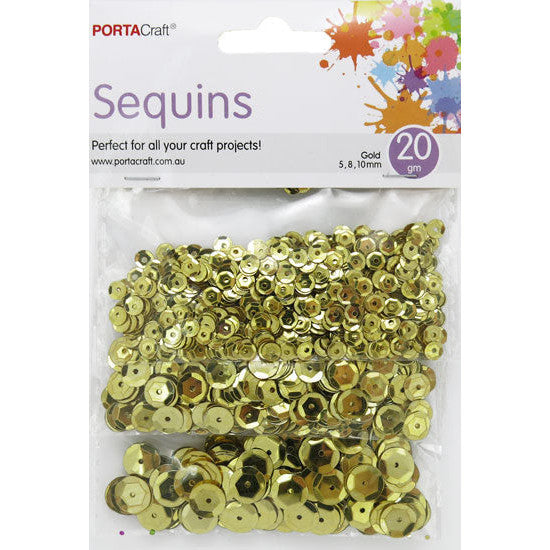 Sequins 20g Round (5,8,10mm) - Gold