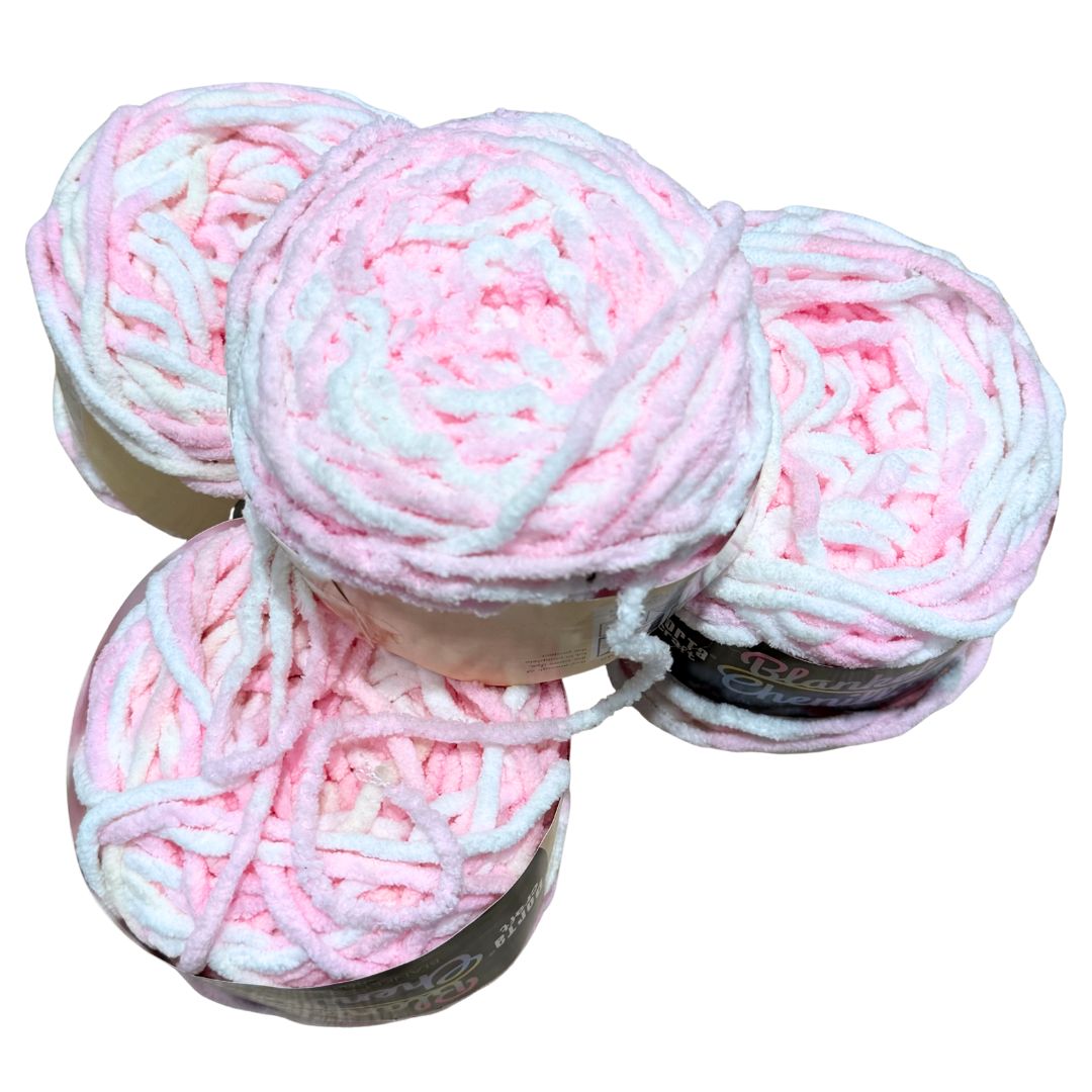 DUSTY Chenille Blanket Yarn 100g Marshmellow 4pk Bundle