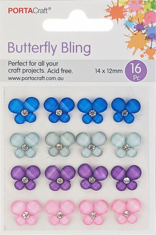 Gem Butterflies 12x14mm 16pk