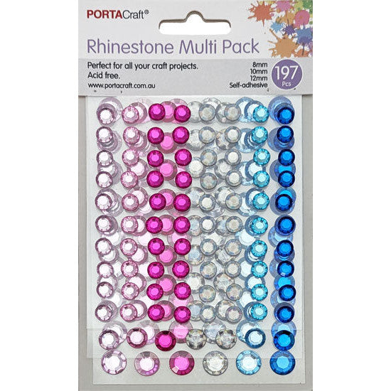 Rhinestones Multi Pack in 8,10,12mm 197pk - Soft Princess - Discount Craft