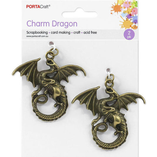 Charms Antique  2pc Dragon