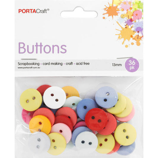 Buttons Round 13mm  36pk Pastels
