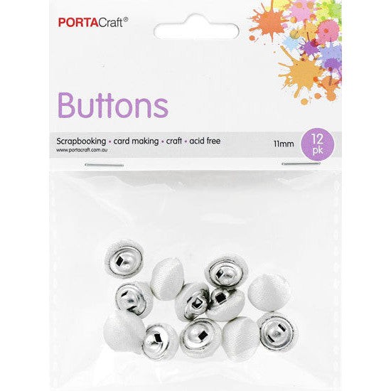 Buttons w Shank Satin 11mm 12pk White