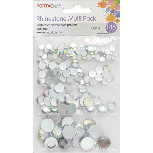 Porta Craft Rhinestone Round Multi Pack 5 Asst 100pk - Iridescent