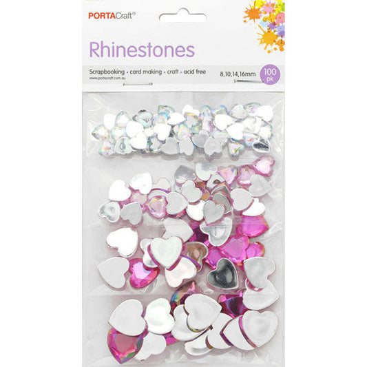 Porta Craft Rhinestone Hearts 5 Asst 146pk - Pinks