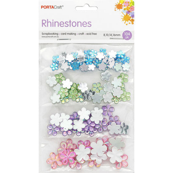 Porta Craft Rhinestone Flowers 5 Asst 146pk - Pastels
