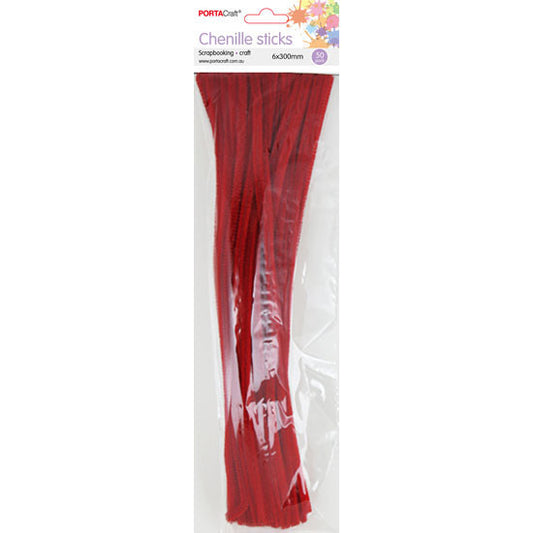 Chenille Stems 6mm 50pc - Red