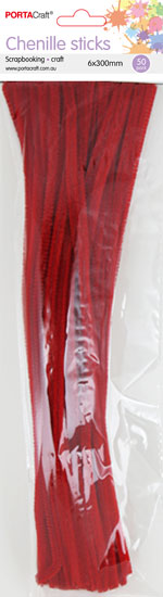 Chenille Stems 6mm 50pk - Red