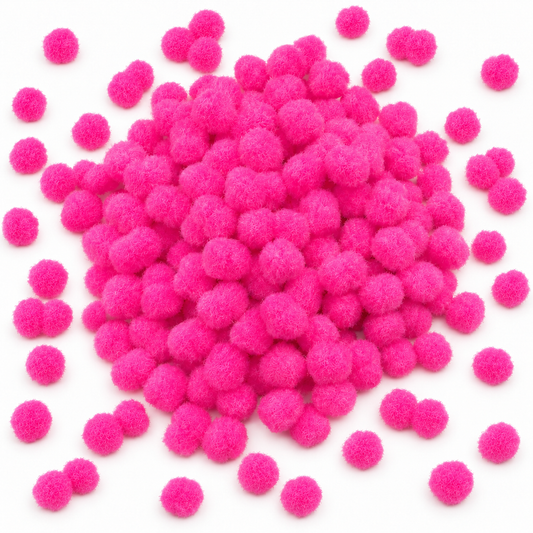 Hot Pink Porta Craft Pom Poms 200 Pack