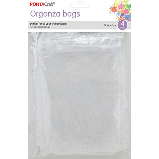 Organza Bags 125x185mm 4pk  01 White