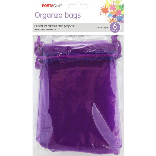 Organza Bags  95x150mm 6pk  08 Purple