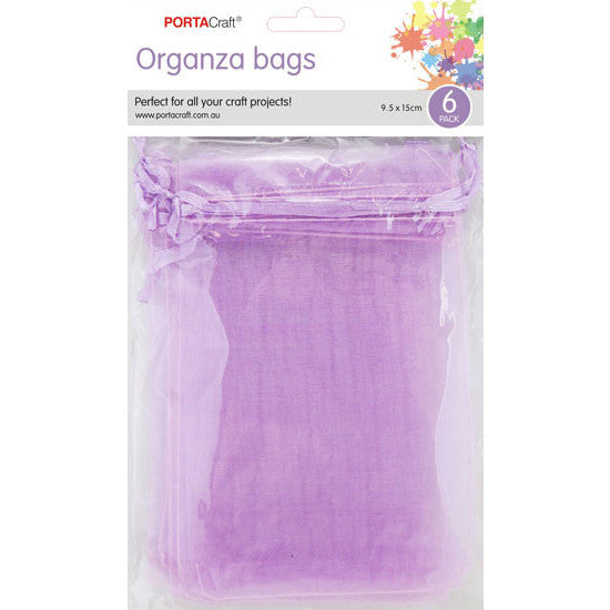 Organza Bags  95x150mm 6pk  09 Lavender