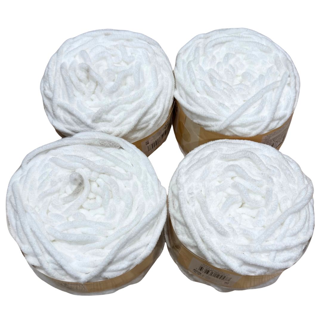 DUSTY Chenille Blanket Yarn 100g Pure White 4pk Bundle