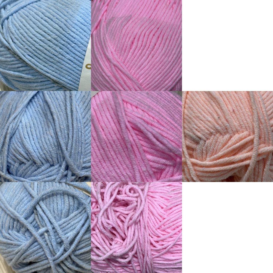DUSTY Luxe Cotton Blend 100g 220m 8ply Baby Brights 6pk Mixed Bundle