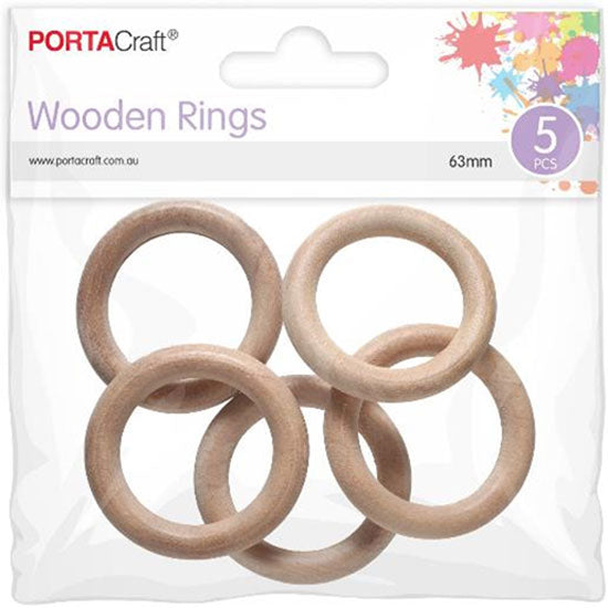 Wooden Rings 63mm 5pk