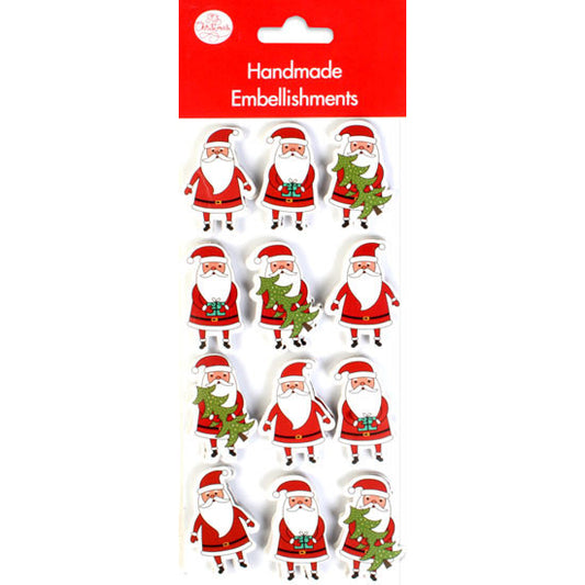 Handmade Santa Christmas Embellishments 4cm 12pk