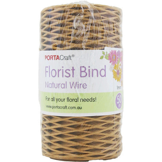 Natural florist bind wire 1mm x 50m roll for floral and wreath craft
