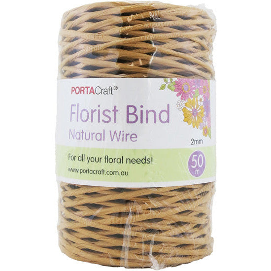 Natural 2mm florist bind wire 50m roll for wreath making and floristry