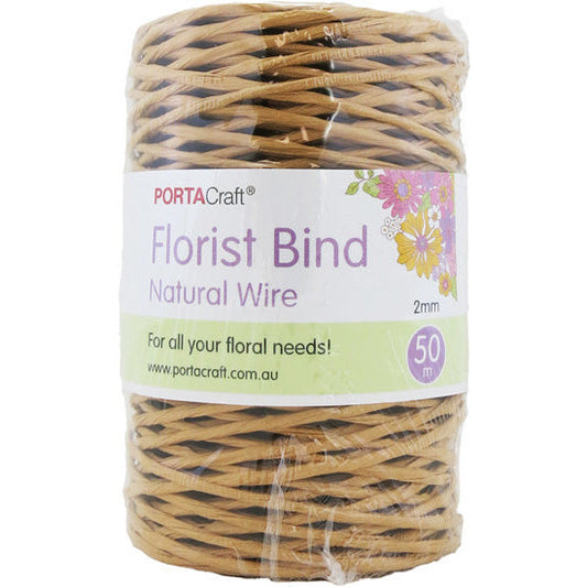 Natural 2mm florist bind wire 50m roll for wreath making and floristry