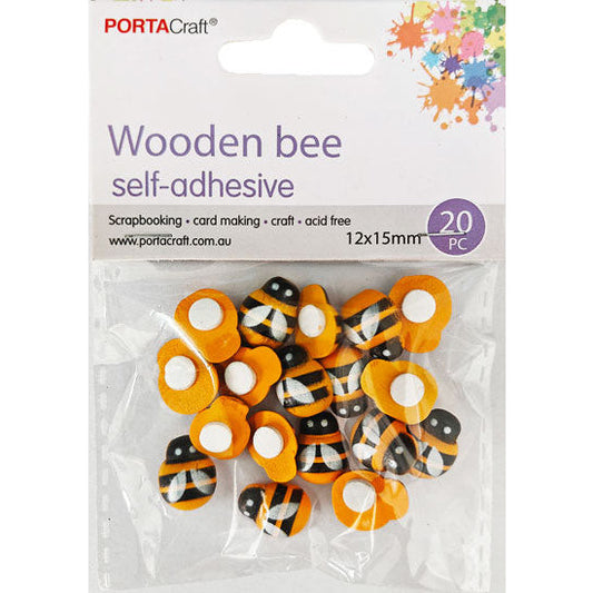 Wooden Bee Self-Adhesive 17x23mm 10pk