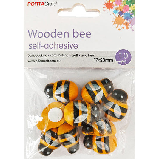 Wooden Bee Self-Adhesive 17x23mm 10pk