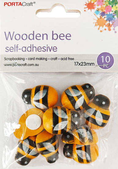 Wooden Bee Self-Adhesive 17x23mm 10pk