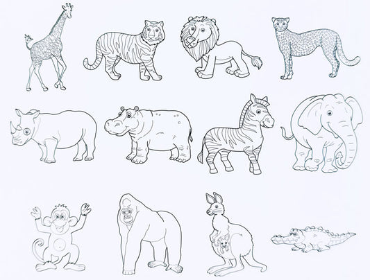 Printed Cardstock Wild Animals 12pk