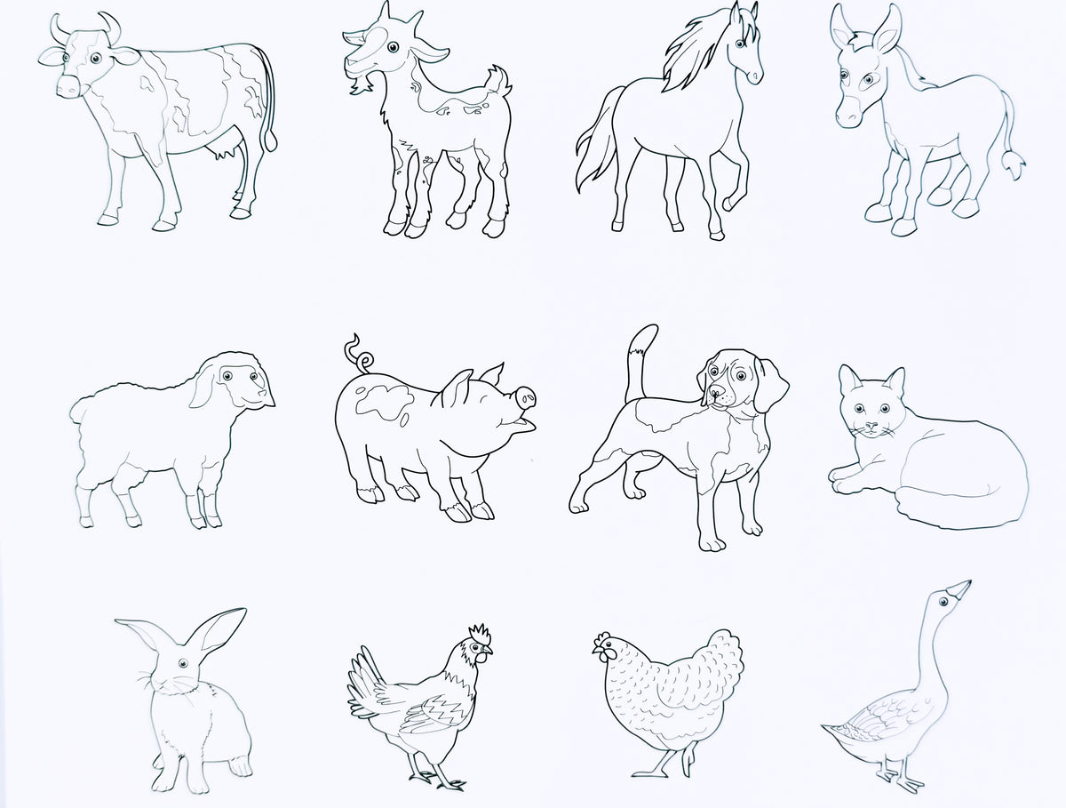 Printed Cardstock Farm Animals 12 Pack