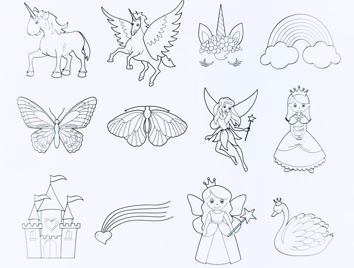 Printed Cardstock Princess Unicorn 12 Pack