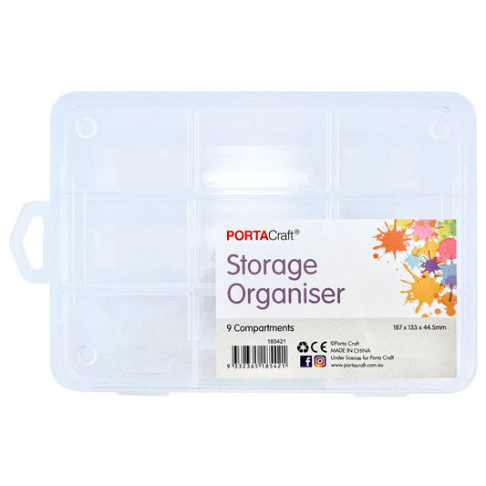 Storage Organiser 18.7x13.3x4.45cm with 9 Compartments