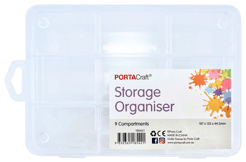 Storage Organiser 18.7x13.3x4.45cm with 9 Compartments