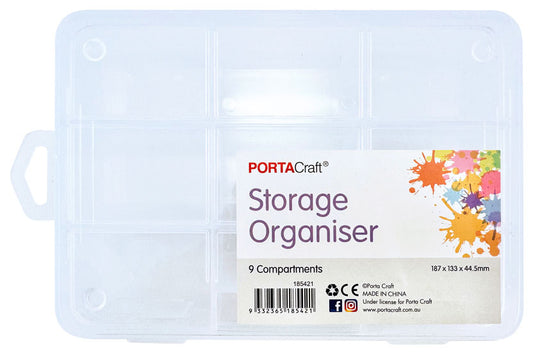 Storage Organiser 18.7x13.3x4.45cm with 9 Compartments
