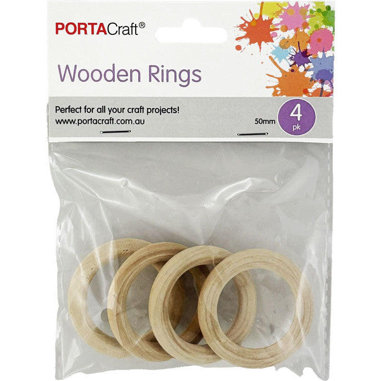 Wooden Rings 50mm 4pk