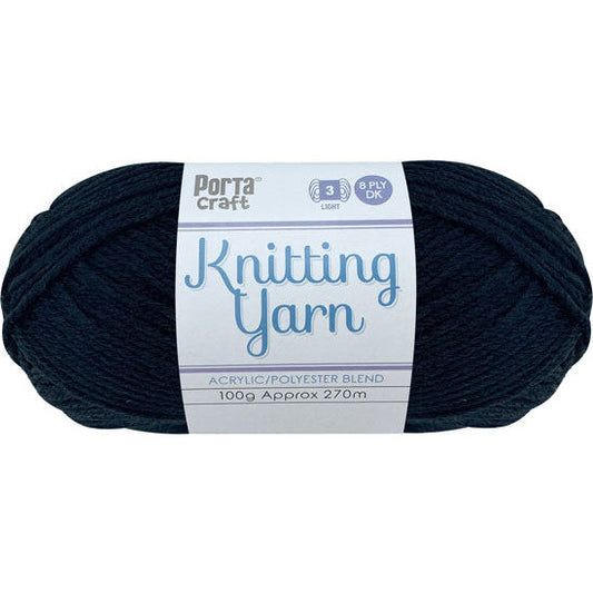 Knitting Yarn 100g 270m 8ply - Solid Ink Black