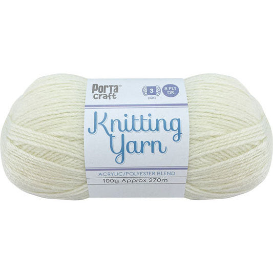 Knitting Yarn 100g 270m 8ply - Solid Ivory