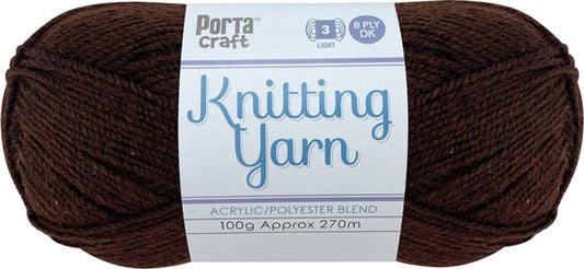 Knitting Yarn 100g 270m 8ply - Solid Espresso