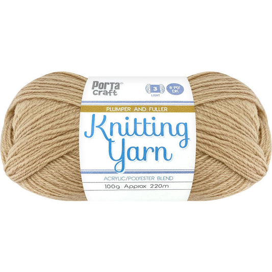 Knitting Yarn 100g 220m 8ply - Solid Caramilk