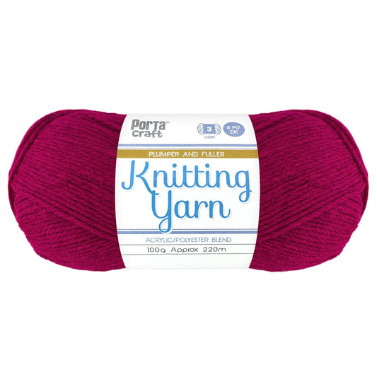 Knitting Yarn 100g 220m 8ply - Solid Fuchsia (NEW)