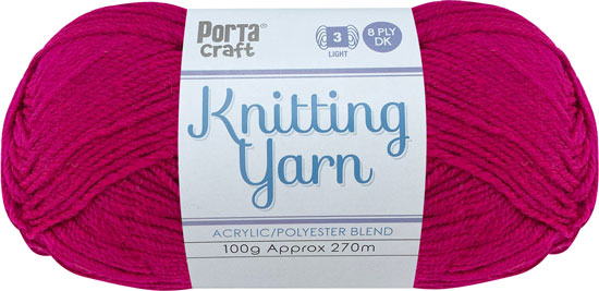 Knitting Yarn 100g 270m 8ply - Solid Fuchsia